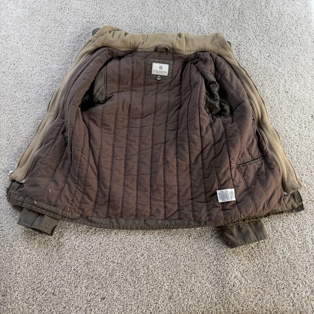 Legendary Whitetails Jacket Mens Small Brown Canvas Hooded Insulated Parka Lined
